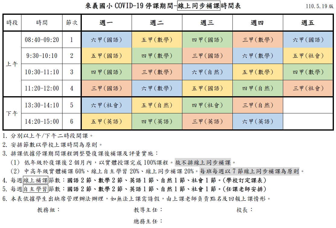 停課課表-1100520~28